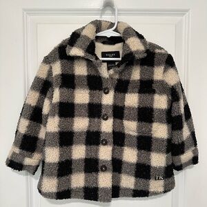 Tilley Kids Unisex Navy & Cream Checkered Buffalo Plaid Sherpa Jacket 2-3 yrs